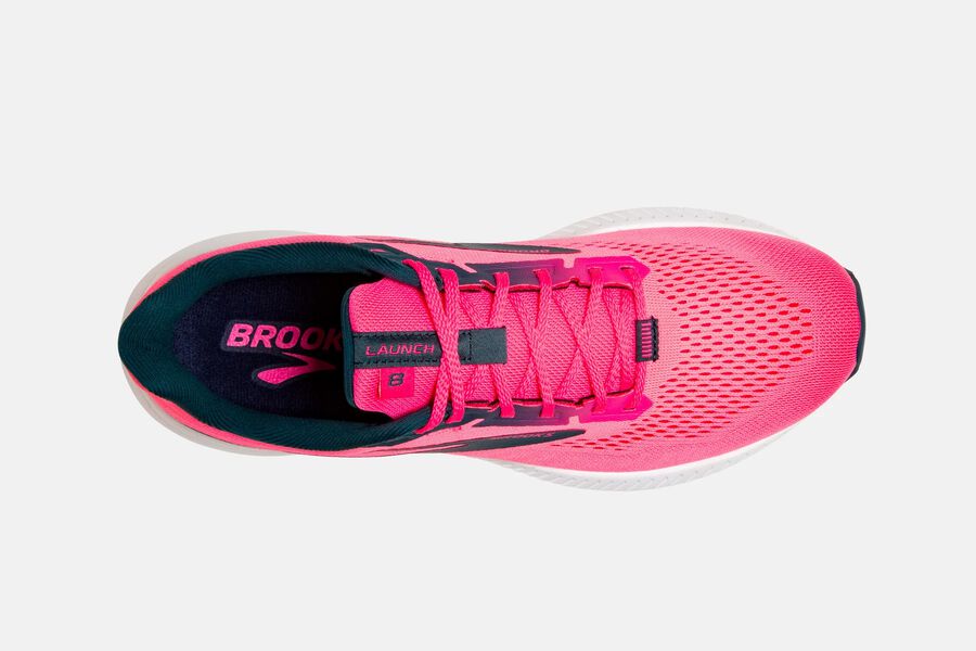 Brooks Israel Launch 8 Road Running Shoes Womens - Pink/Navy - GTV-147820